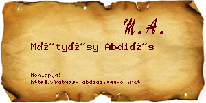 Mátyásy Abdiás névjegykártya